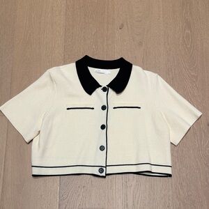 OAK + FORT Cream and Black Button-Down Shirt